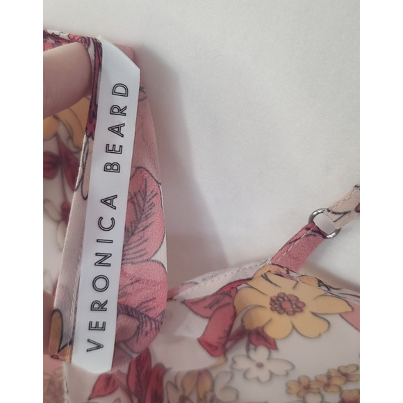 Veronica Beard Pink Floral Milan Melon Sheer Cami Top Large - Picture 5 of 5